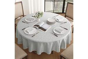 Romanstile Okrągły obrus mały, 120 cm, szary, zmywalny, odporny na plamy, odporny na działanie wody, adamaszek, żakard, na imprezę, urodziny, do hotelu, restauracji, baru, sylwestra