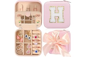 ASHYLE Schmuckkästchen, Travel Schmuckkästchen Mädchen klein, Buchstabe Schmuckaufbewahrung Jewelry Organizer, Mini Reise Schmuck Box, Geburtstag Frauen Geschenk
