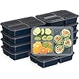 Bentgo® 20-Piece Lightweight, Durable, Reusable BPA-Free 3-Compartment Containers - Microwave, Freezer, Dishwasher Safe - Navy Blue