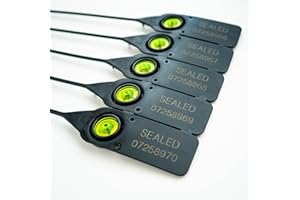 PERF Black 380mm Plastic Security Seals. High Strength Numbered Tags Pull Ties Anti-Tamper (100)