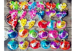 VICTGAME 30 pcs Rainbow Halloween Classroom Studenti Premio regalo e bomboniere per feste di compleanno, Mini Pop Fidget Portachiavi Bolla presente per bambini