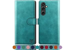 SUANPOT Funda Samsung Galaxy S23 FE con Tapa 【Bloqueo RFID】de Cuero PU Cierre Magnético，Soporte Plegable，Ranura para Tarjeta Cover para Wallet Leather Samsung S23 FE Phone Case Azul Verde
