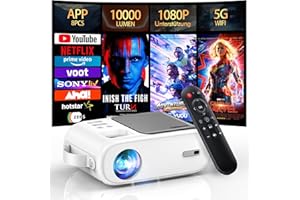 【YouTube&Netflix】 XIWBSY Mini Beamer, 10000 Lumen WiFi Bluetooth Beamer Android mit 8PCS APP, 1080P Heimkino Beamer Klein, LED Projektor kompatibel mit Android/iOS/Windows/TV Stick/Miracast