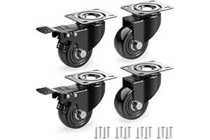 Nirox Juego de 4 Ruedas para muebles de 50 mm negro - Ruedas resistentes con freno hasta 50 kg por rueda - Ruedas giratorias para uso interior - Ruedas pivotantes para muchos tipos de suelo