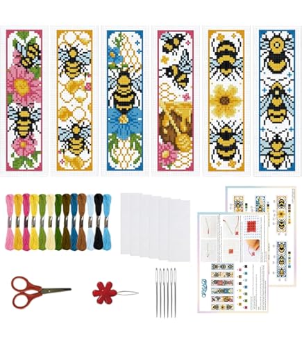thumbnail image 2 of FREEBLOSS 6 Set Ocean Theme Cross Stitch Bookmark Kits - Beginner Friendly DIY Embroidery Kits 2 of 14
