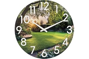JoFomp Indoor Outdoor Wall Clock Waterproof, 14 Inch Garden Clock with Glass, Large Outdoor Clocks for Patio, Silent Outside Wall Clocks Battery Operated, Weatherproof Outdoor Clock for Pool Area Yard