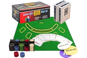 ALAYSTAR 200 Piece Professional Casino Texas Hold'em Poker and Blackjack Game Play Set with Strong Gift Tin Box