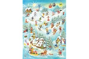 ‎RICHARD SELLMER VERLAG Adventskalender / Weihnachtskalender aus Papier mit Bildern und Glitzer für Kinder und Erwachsene "Ski-Spaß"