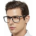 OCCI CHIARI Classic Reading Glasses 1.5 for Men, Mens Medium Readers Glasses, Rectangle Frame Reading Glasses Spring Hinge (Light Black,150)