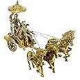 ESPLANADE Brass Krishna Arjuna Rath Chariot with 4 Horses Showpiece