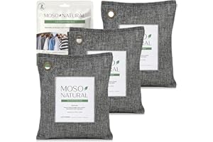 Moso Natural Bolsa purificadora de aire de 200 g (paquete de 3) absorbente de olores de carbón de bambú para el hogar y el automóvil, eliminador de olores de armario, desodorante de habitación pequeña