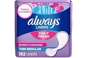 Always Delgados protectores diarios para mujer, absorción ligera, sin perfume, 162 unidades (el embalaje puede variar)
