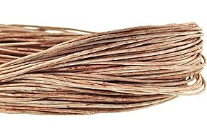 esnado - Cordon en cuir rond - 2 mm - Ivoire mélangé - Rouleau de 20 m