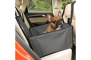 Wuglo Wyjątkowo Stabilny Fotelik Samochodowy dla Psa z Pasmem Bezpieczeństwa – Wodoodporny i Trwały Projekt na tylne siedzenie z 4 pasami mocującymi dla małych psów do 12 kg