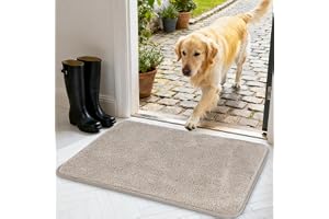 AUAUY Innerdörrmatta, dörrmatta, 60 x 90 cm, ljusgrå | Superabsorberande och halkfri, smutsfångare, maskintvättbar, för entré