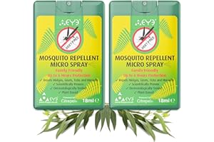 THEYE Mini Portable Mosquito Repellent Spray x 2 for Body (Double Pack) - 100% Natural Insect Repellent Spray with Zero Deet, Preservatives or Other Harmful Chemicals - Pump Spray, 2 x 18ml
