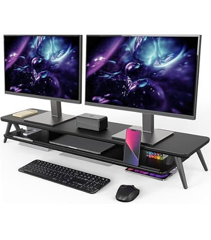 SVITA ANSAN monitorstandaard monitorverhoger computerbureau glas zwart