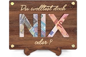 QHHENTOO NIX Geschenk - Geld Geschenke aus Holz, NIX - Nichts gewünscht für Geburtstag Reisen Urlaub Hochzeit, Individuelles Lustige Geschenke für Männer und Frauen