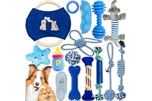 VIPNAJI Set di giocattoli interattivi in cotone naturale, atossici e inodore, adatti per cani di taglia piccola, media e grande (15 pezzi)