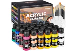 cyctravel Peinture Acrylique, 24 Couleurs de Peinture 59 ml, Acrylique pour la Peinture, le Bricolage et Autres Projets Artistiques, Adapté aux Débutants