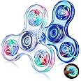 Gigilli Fidget Spinners 2 Pack, LED Light up Fidget Toys for Kids & Adults, Crystal Hand Spinner Glow in the Dark Fidget Toys, Birthday Classroom Prizes for Kids 4-8-12,Stress Relief Anti-Anxiety