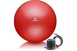 BODYMATE Anti-burst Exercise Ball - Includes Ebook and air pump - Gym-quality Swiss ball for fitness, pregnancy & birth and sizes