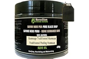 Savon Noir Gommage 470g + Gant Kessa OFFERT, à l'huile d'olive 100% NATUREL, HAMMAM ET SPA, TRADITIONNEL 100% PUR à l'huile d'olive - de la marque MAROC GLAM
