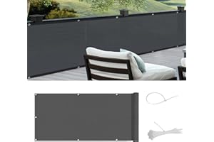 Cool Area Pantalla HDPE para Balcón Jardín Protección de Privacidad ,Protección UV,Resistente al Viento,con Ataduras de Cables ,75x600 cm ,Antracita
