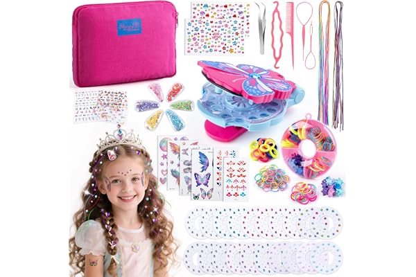 SEMKOTREE Machine Strass Cheveux, Strass a Coller Hair Bedazzler Kit avec 480 Rhinestone et Hair Tinsel, Bijoux Cheveux Paillettes Cheveux, Hair Gem Stamper Cadeau Fille 6 7 8 9 10 Ans