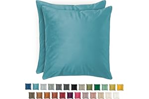 Blumtal zestaw 2 poszewek na poduszki 45x45 cm jasnoniebieski – dekoracyjna aksamitna poszewka z ukrytym zamkiem, na ozdobne poduszki, na sofę i kanapę, z możliwością prania