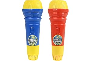 HTI Toys & Games Groovy Tunes PACK OF 2 Echo Microphones Red & Blue | Great Singing Toy Prop Mic For Kids and Adults Girls And Boys