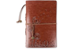 COLOFALLA Diario in Pelle Vintage Taccuino Ricaricabile A5 Diario Viaggio Dente di Leone Quaderno Carta Kraft a Righi Blocchi Appunti Taccuini Scrapbooking Regalo Natale Scuola Ufficio