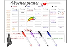 GROOHAFY Magnetisch Wochenplaner Abwischbar A3 Magnettafel Kühlschrank Whiteboard Wochenplaner Wand auf Deutsch Familienplaner Planungstafeln Stundenplaner Kalender Haushaltsplaner (40cm x 30cm)