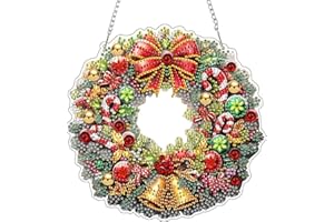 AIRDEA ghirlanda di Natale Diamond Painting Ciondolo Acrilico Doppia Faccia, caramella Diamond Painting Decorazione Sospesa Kit Completo, Diamantini Crystal Art Ciondolo Acchiappasole 8x8 inch