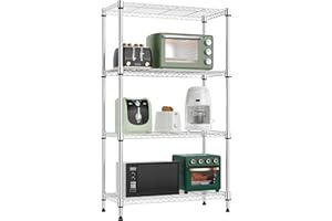 M MZG 1000 lbs 4 Tier Shelf Metal Storage Shelves Wire Rack Closet Organizers for Garage Kitchen Bathroom Laundry Chrome 30 x 65 x 115.6 cm