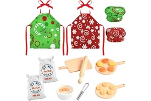 YUNHENTONG Accesorios Elfo Travieso Navidad Ropa, 22 Piezas Accesorios para Casa de Muñecas, Juego de Cocina en Miniatura Navidad para Decoración de Casas de Muñecas Elfos (Rojo-Verde A)