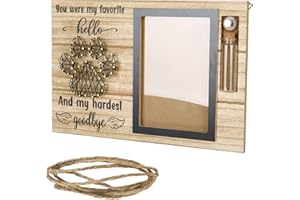 TOKENHIGH Pet Photo wood Frame,Pet Memorial Photo Frame With Tags,Wooden Photo Frame Includes 105cm Rope,for Pet Dog and Cat (With bottle)