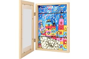 JUMUA Bilderrahmen kinderzeichnungen,1 Stück kinder bilderrahmen kunstrahmen frontöffnung, kunstfoto rahmen für kinderzeichnungen,kinder kunst bilderrahmen A4 aufklappbar, befüllbar bilderrahmen zum öffnen