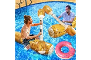 KAHEIGN 5Pcs Inflatable Floating Row Toys, 140CM Pool Inflatable Battle Log Water Sports Games Log Rafts Float Toys with Doughnut Swimming Ring for Kids Adults Summer Lake Beach Water Party Game