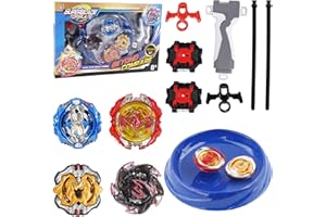 Funmo Burst Peonzas,4 Pcs Conjuntos de Metal de Gyro,con Lanzador Conjunto,Gyro Spinners y Turbo Burst y Disco de Batalla Set,para Niños, Regalo para niños, Pascua, Navidad, Regalos de cumpleaños (B)