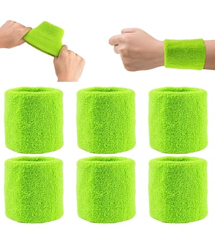 Hshenjhu 12 Pièces Bandeaux Poignets Sport - 6 Couleurs Bracelets Absorbants Pour Football, Basket, Tennis