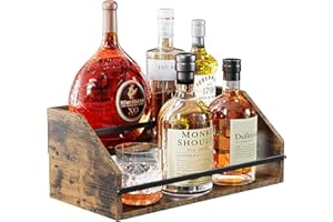 Nuovoware Étagère Bouteilles Liqueur, Étagère Armoire Vin 2 Niveaux, Armoire Bar 8 Bouteilles, Mini Bar Rétro Liqueur, Bois