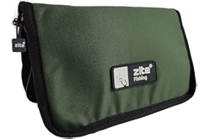 Zite Fishing Trout Spoon Bolsa | Trucha intermitente Wobbler & Bolsa de señuelos de pesca | Cebo ultra ligero | Bolsa de estuche | 100% poliéster, verde, 24 x 14 cm, Bolsillo adicional