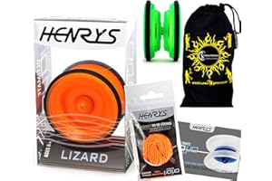 HENRYS YOYO'S Henrys LIZARD YoYo (Orange) Professional Entry-Level YoYo +Instructional Booklet of Tricks, 6x EXTRA STRINGS +Travel Bag! Pro YoYos For Kids and Adults!