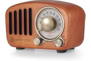 Vintage Radio Retro Bluetooth Speaker- Greadio Cherry Wooden FM Radio with Old Fashioned Classic Style, Strong Bass Enhancement, Loud Volume, Bluetooth 4.2 Connection, TF Card Slot & MP3 Player