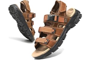ZYLDK Sandales Homme Cuir Marche Randonnée Été Extérieur Bout Ouvert Chaussures de Sport Plage