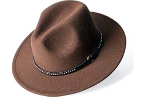 besbomig Sombrero de Jazz Fedora Trilby Cap de Fieltro Mujer Hombre Moda Sombrero de Vestir Primavera Otoño Invierno Clásico Sombrero de Ala Ancha Ajustable