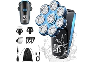 KASAKILY Afeitadora Eléctrica Hombre, Maquina de Afeitar para Calva con 8 Cabezas Rotativa y Pantalla LED, Afeitadora Cabeza Impermeable en Seco y Húmedo USB Recargable, para Afeitar Barba, Recortar Cabello