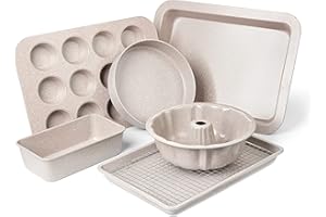 RIOVARM Granit nieprzywierające formy do pieczenia, zestaw 7 szt., beżowe