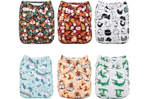 ALVABABY - Nappies, reusable, washable, 6 nappies, 12 liners.